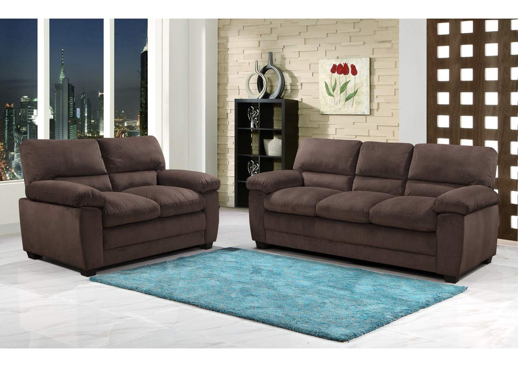 Brown Comfort Sofa and Loveseat
