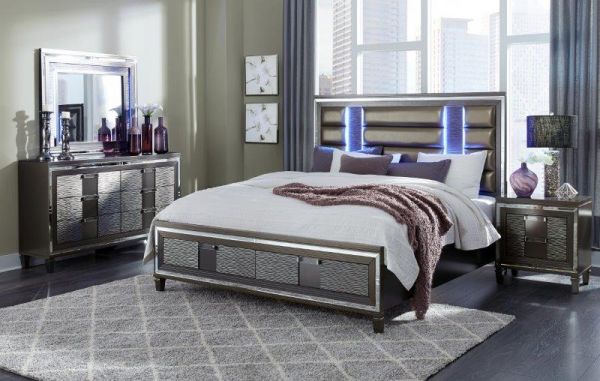 Attitude Is Back, Grey Metallic | Bedroom Set size Queen