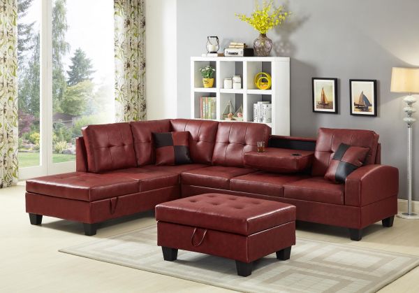 IKASA Sectional Red Ottoman