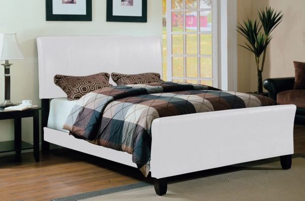 White Upholstered Queen Bed Black