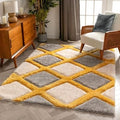 MALIBU YELLOW  GREY BLUSH MODERN 3D TEXTURED RUG