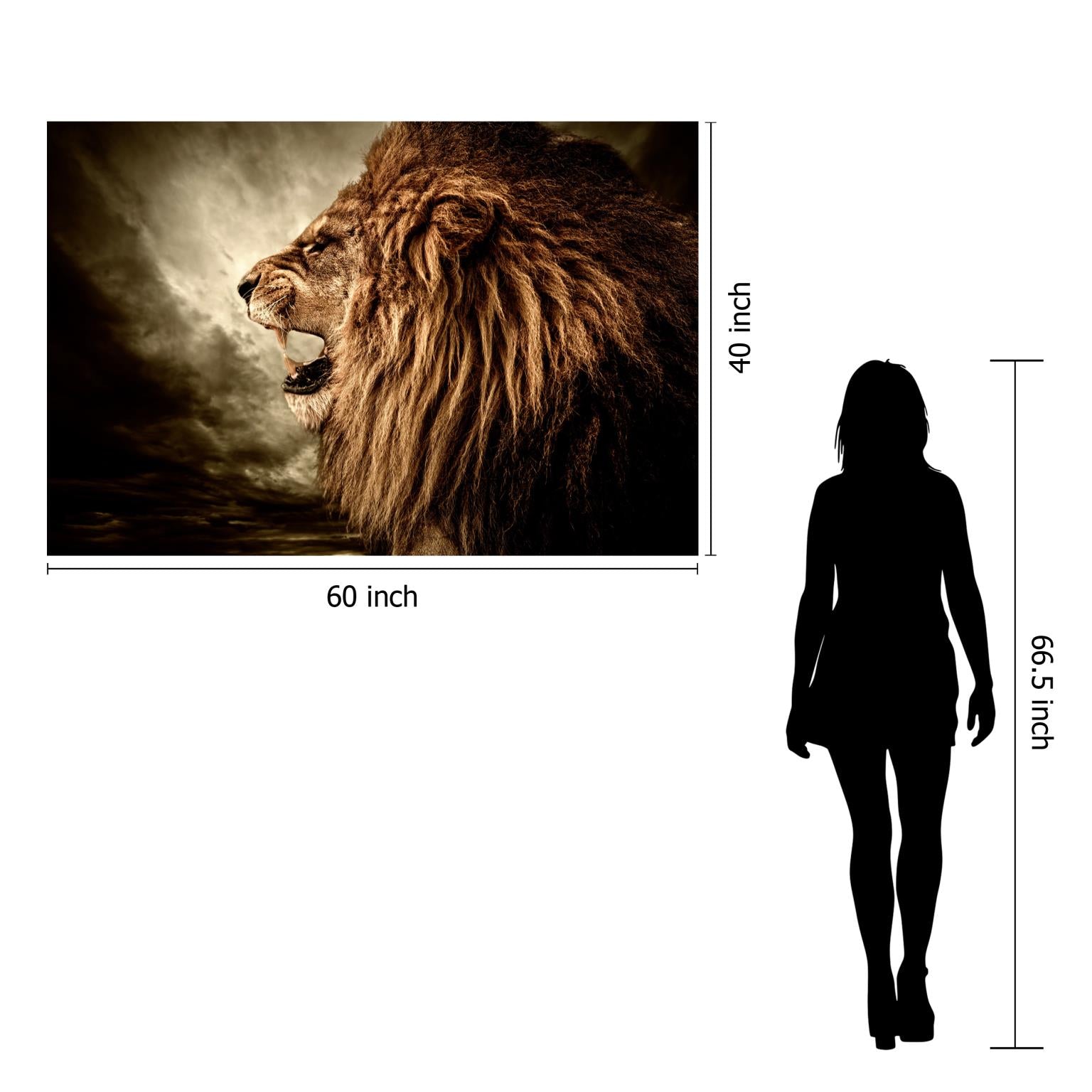 IKASA Art Decor |Lion Floating Tempered Glass with Foil