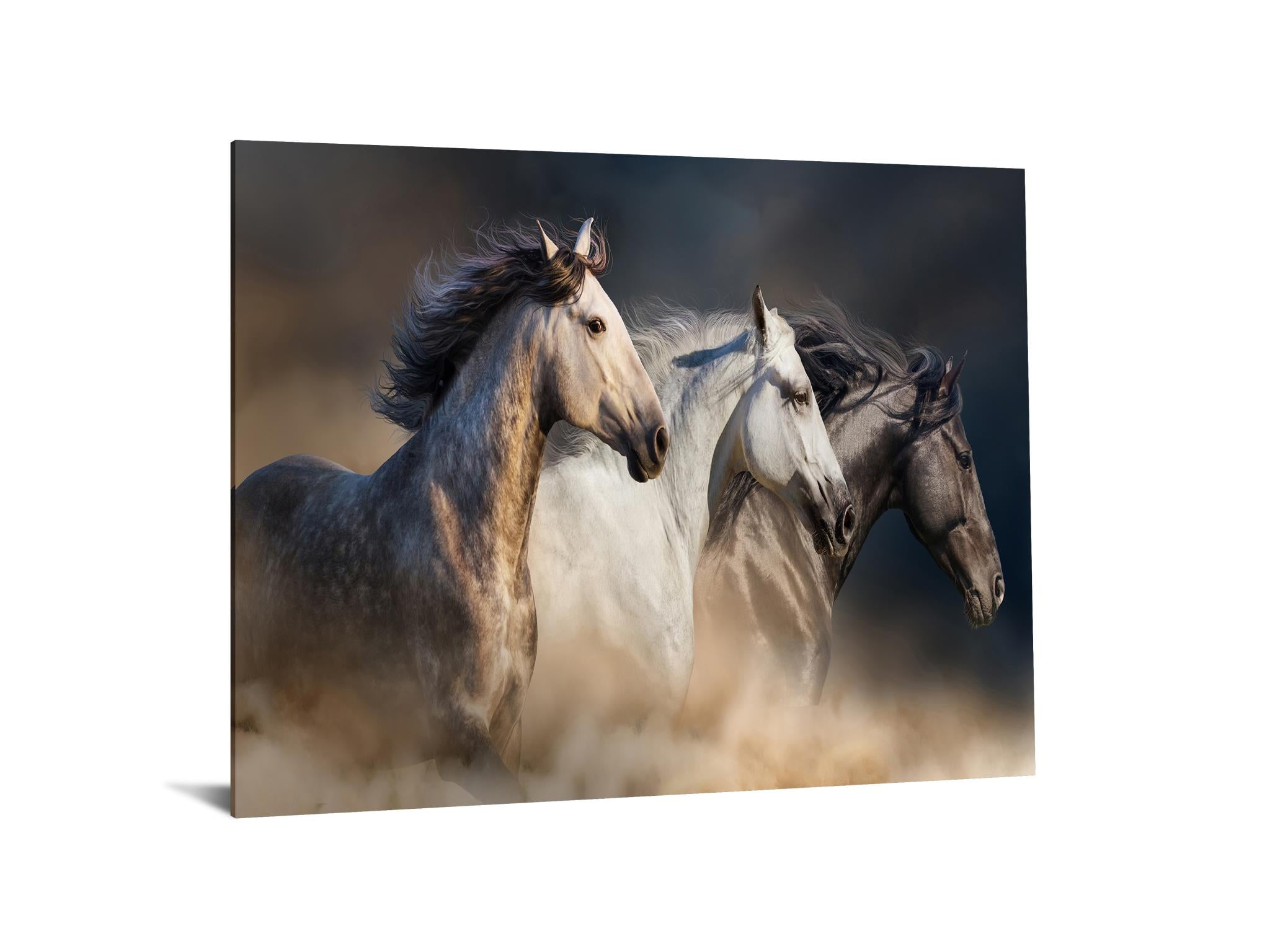 IKASA Art Decor |Temp Glass w/foil 3 horse