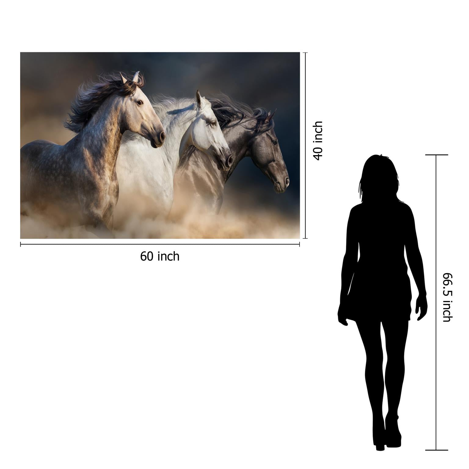 IKASA Art Decor |Temp Glass w/foil 3 horse