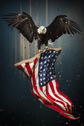 IKASA Art Decor |Temp Glass w/Foil Eagle Flag