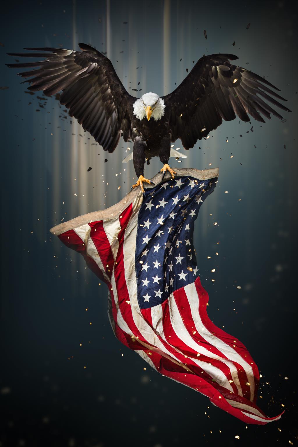 IKASA Art Decor |Temp Glass w/Foil Eagle Flag