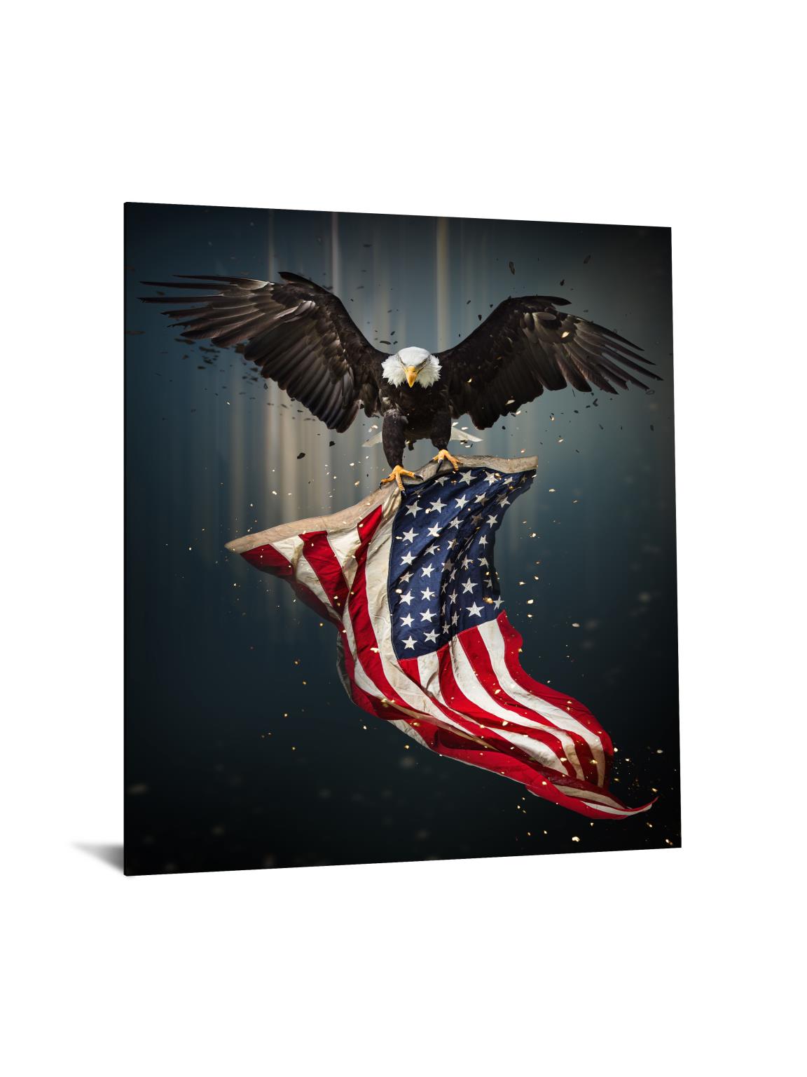 IKASA Art Decor |Temp Glass w/Foil Eagle Flag