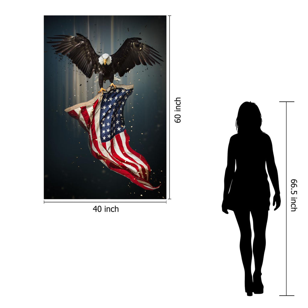 IKASA Art Decor |Temp Glass w/Foil Eagle Flag