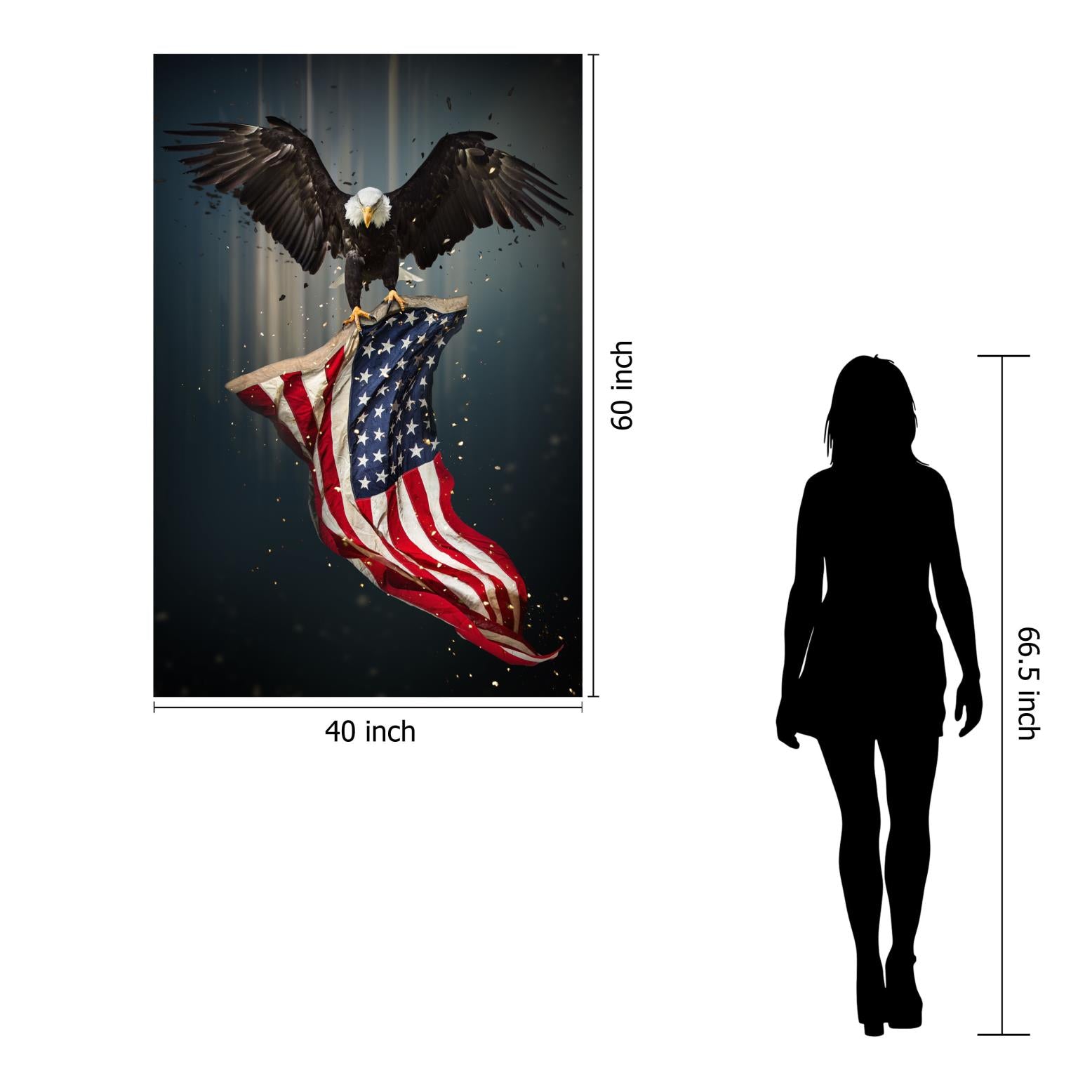 IKASA Art Decor |Temp Glass w/Foil Eagle Flag