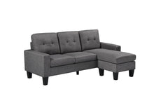 Load image into Gallery viewer, REVERSIBLE SOFA SET WITH OTTOMAN IN GREY LINEN
