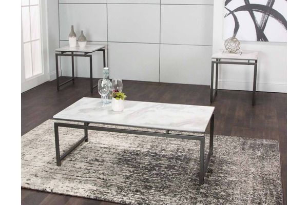 White Faux Marble Coffee table 3 PCS Set