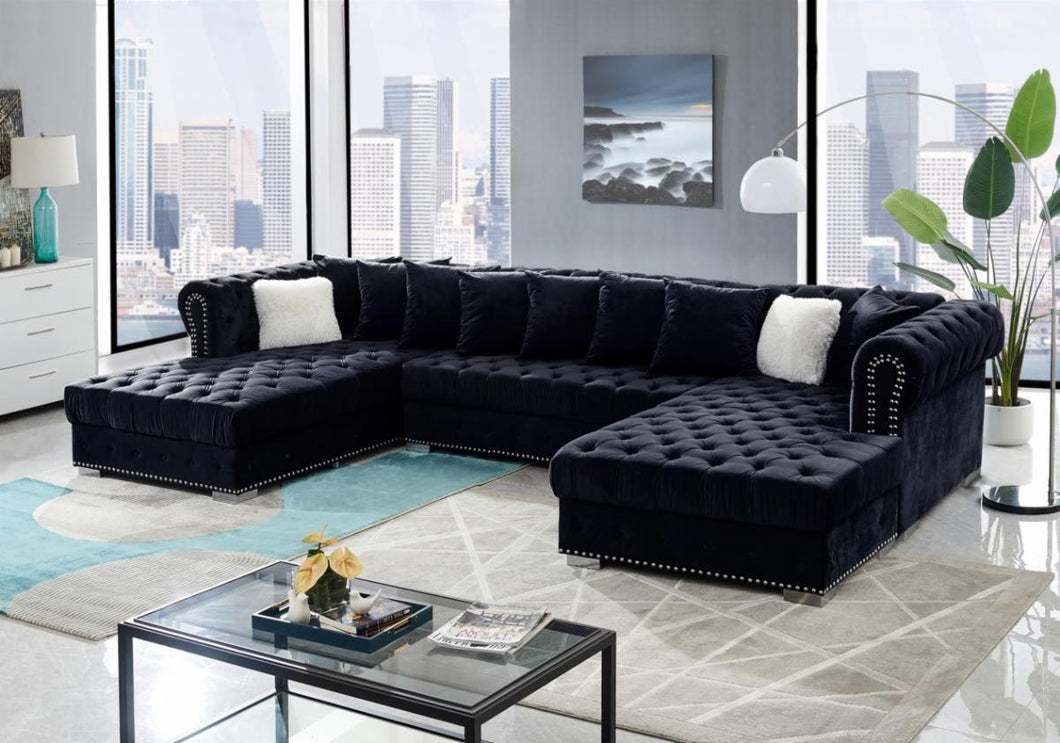 Amazing Black Double Chaise Sofa Sectional ( SUPER SALE !!!)